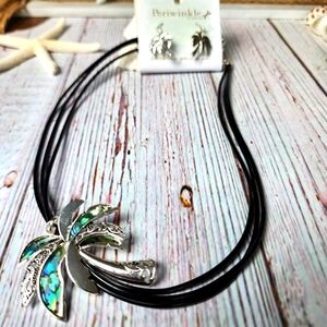 BEACH PERIWINKLE BY BARLOW NECKLACE EARRINGS SET 2 PC VACATION COASTAL